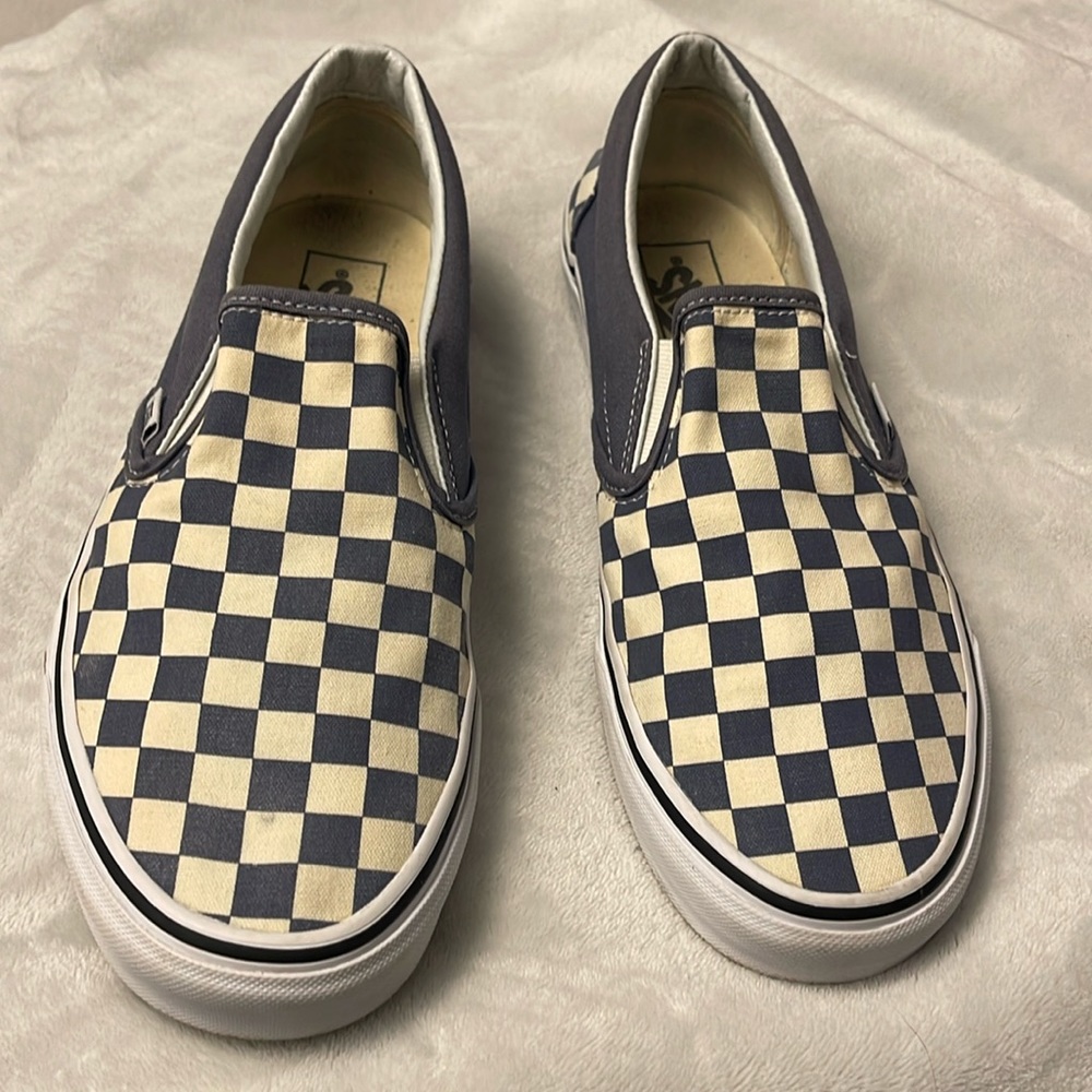 Used blue and white checkers by Vans